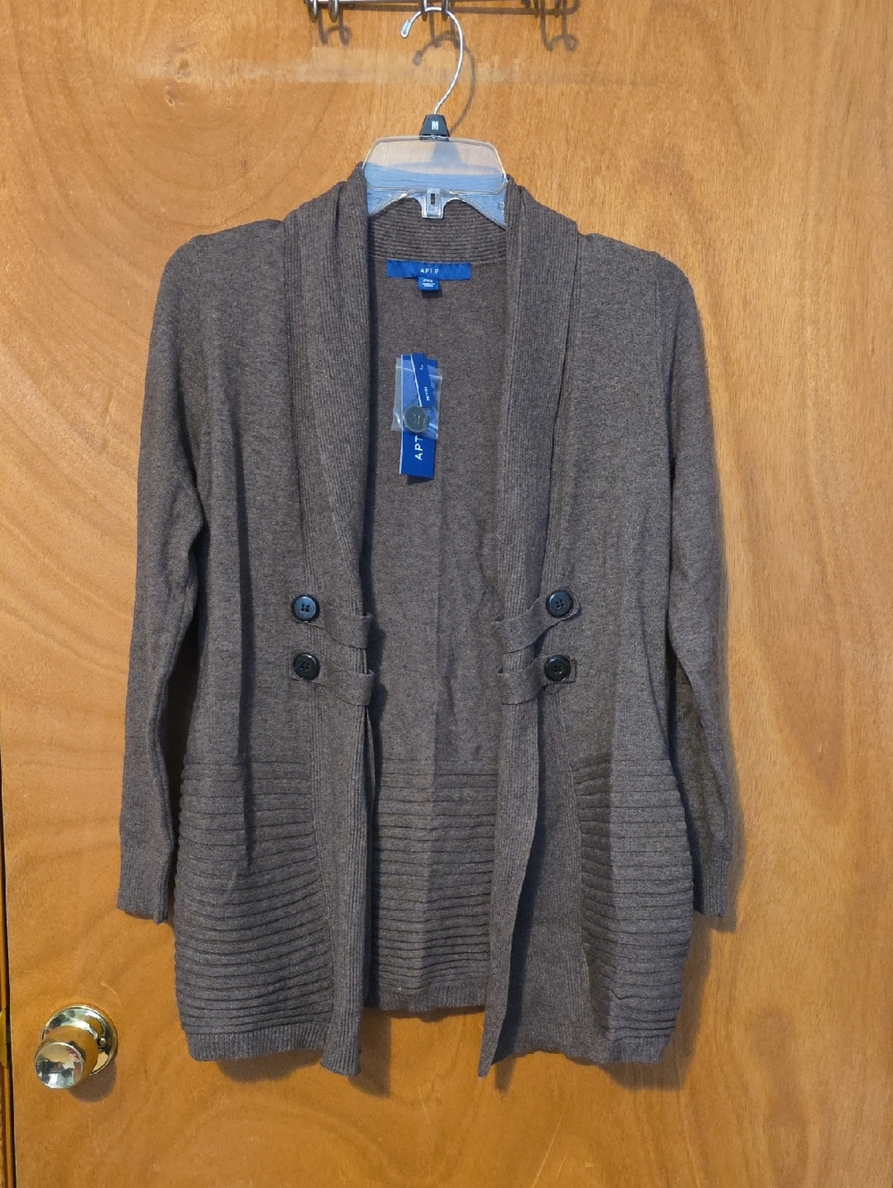 Apt. 9 Brown Shawl Collar Cardigan with Double-Button Detail